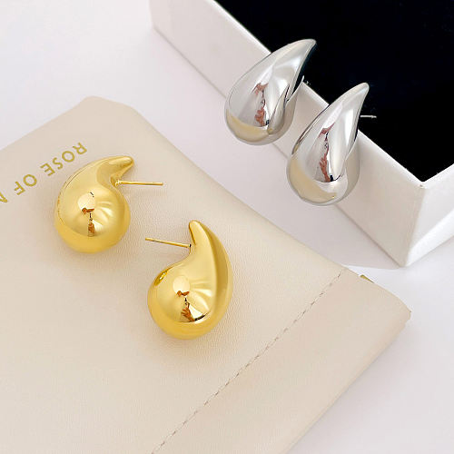 1 Pair Simple Style Classic Style Water Droplets Plating Stainless Steel Ear Studs
