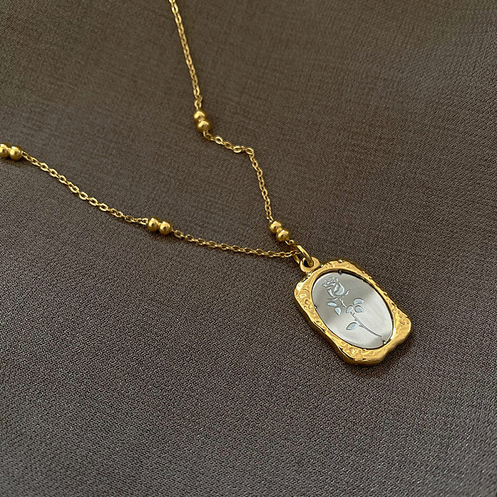 Collier Long avec pendentif plaqué or 18 carats, Style Simple et doux, plaqué en acier inoxydable Rose