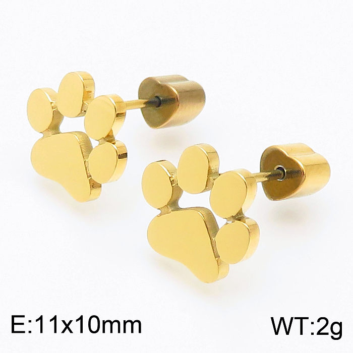 South Korea Stainless Steel  Cute Pet Footprint Earrings
