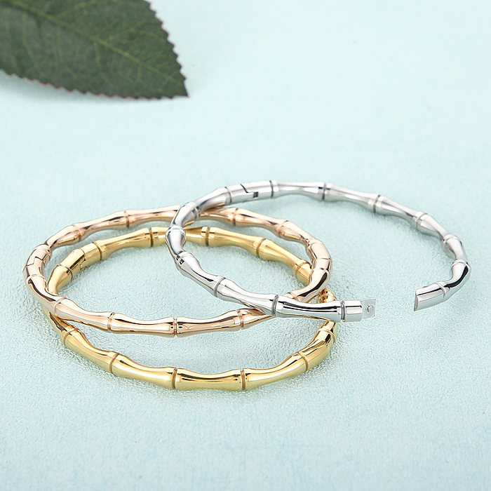 Simple Style C Shape Bamboo Stainless Steel Plating Gold Plated Bangle
