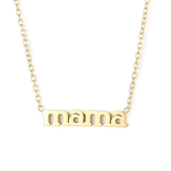 MAMA Simple Style Solid Color Stainless Steel  Plating 18K Gold Plated Necklace