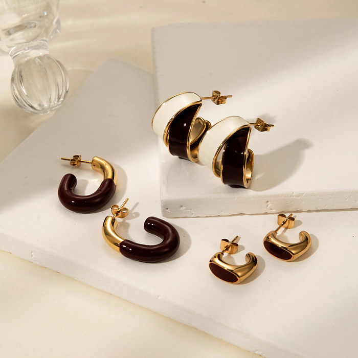 1 Pair Vintage Style French Style Korean Style U Shape Plating Stainless Steel 18K Gold Plated Earrings