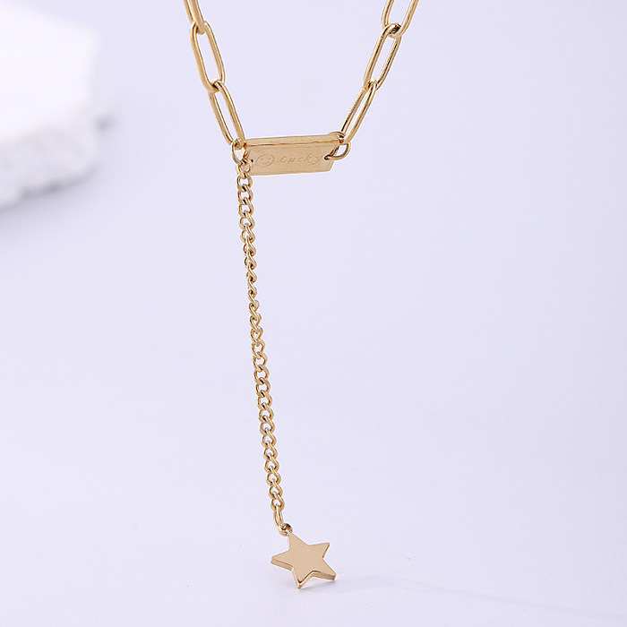 Simple Style Letter Star Stainless Steel  Plating 18K Gold Plated Necklace