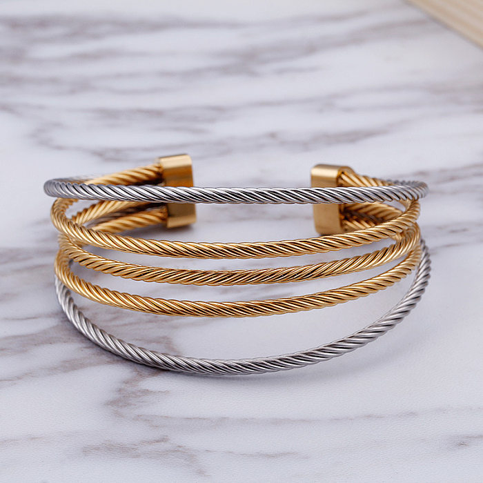 European And American Jewelry Simple Fashion C-shaped Opening Multi-layer Women's Bracelet