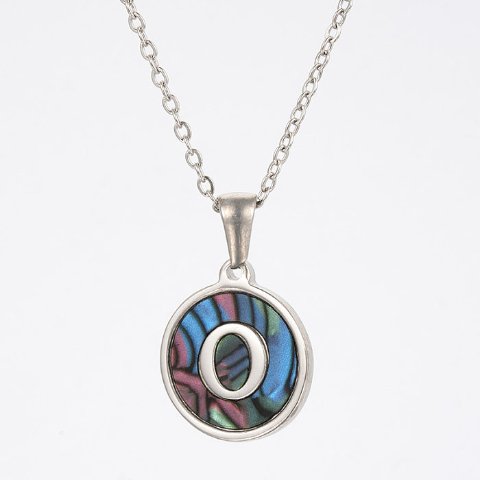 Fashion Round Letter Stainless Steel  Necklace Patchwork Stainless Steel  Necklaces