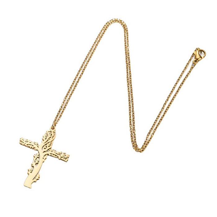 1 Piece Fashion Cross Stainless Steel  Stainless Steel Plating Pendant Necklace