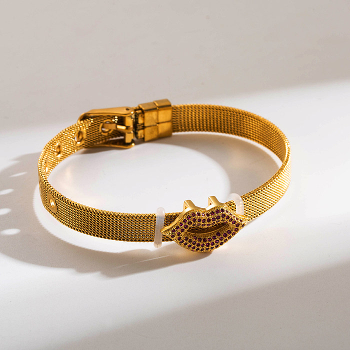 Wholesale INS Style Cross Devil'S Eye Stainless Steel Copper 18K Gold Plated Zircon Bracelets