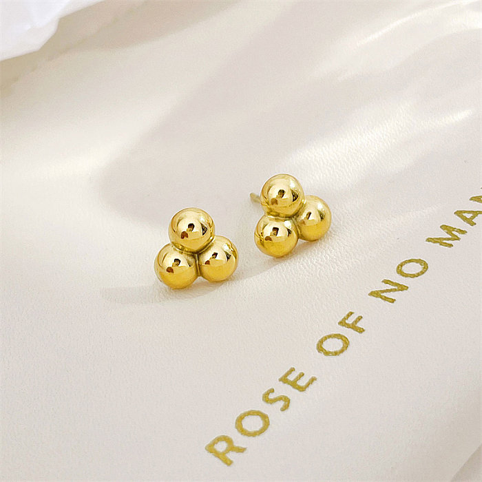 1 Pair Simple Style Ball Patchwork Plating Stainless Steel  White Gold Plated Gold Plated Ear Studs