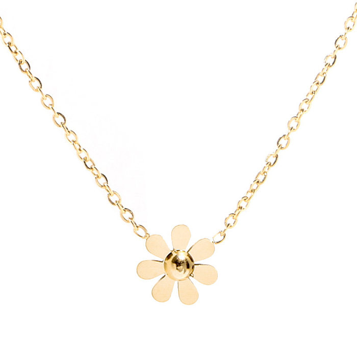 Commute Flower Stainless Steel Plating Pendant Necklace