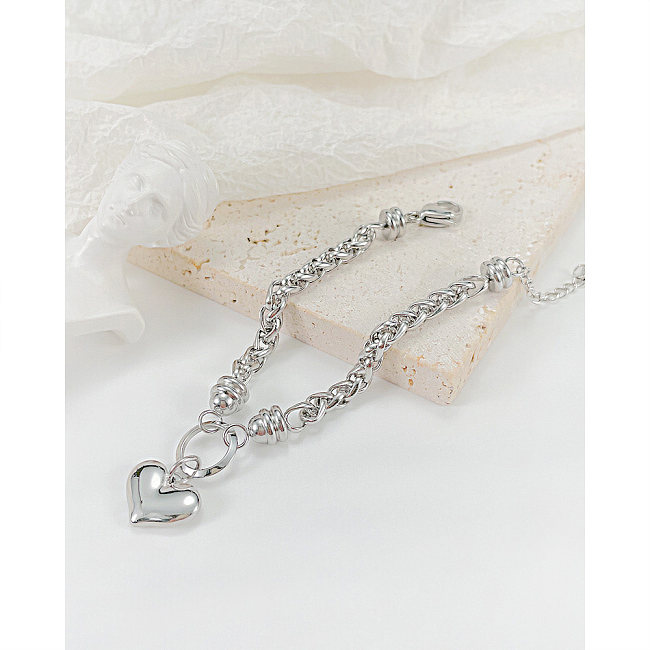 Fashion Heart Shape Stainless Steel Patchwork Bracelets 1 Piece