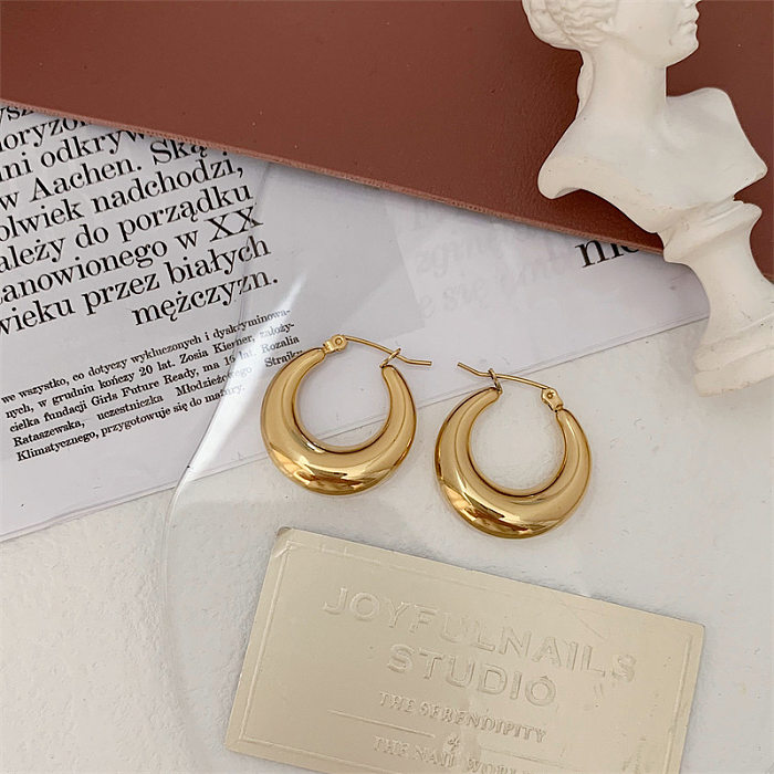 1 Pair Simple Style Solid Color Plating Stainless Steel  Gold Plated Earrings