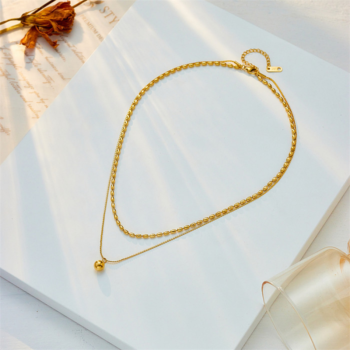 Fashion Geometric Stainless Steel Plating Layered Necklaces 1 Piece