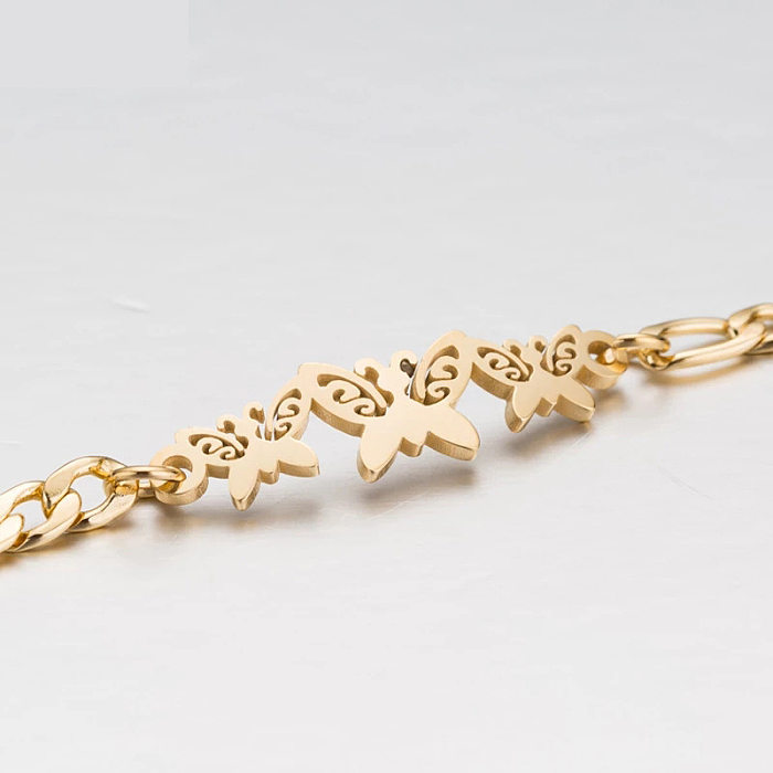 Fashion Heart Shape Butterfly Titanium Steel Stoving Varnish Bracelets 1 Piece