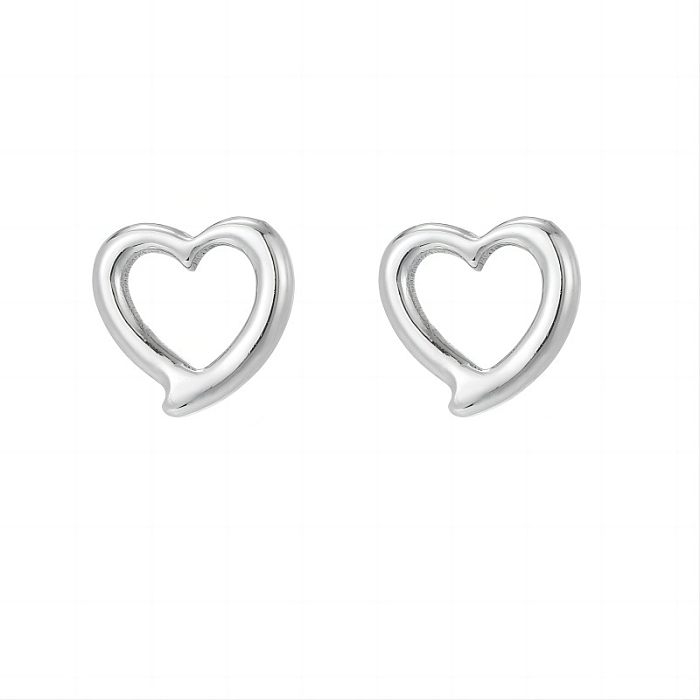 1 paire de clous d'oreilles en acier inoxydable plaqué or 18 carats, Style IG, Sexy, brillant, en forme de cœur, placage irrégulier