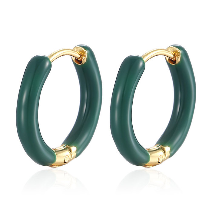 1 Pair Simple Style Circle Plating Stainless Steel  18K Gold Plated Hoop Earrings