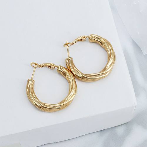 1 Pair Casual Modern Style Solid Color Plating Stainless Steel  14K Gold Plated Earrings