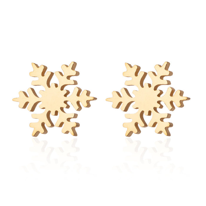 Boucles d'oreilles en acier inoxydable pour femmes, Style Simple, flocon de neige géométrique, sans clous d'oreilles incrustés