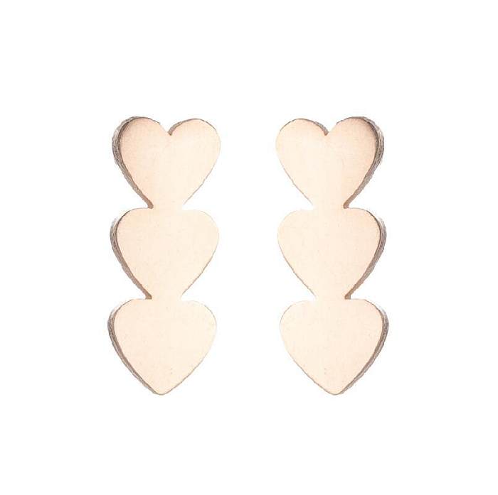 1 par de brincos de orelha de aço inoxidável em formato de coração com gestos de moda