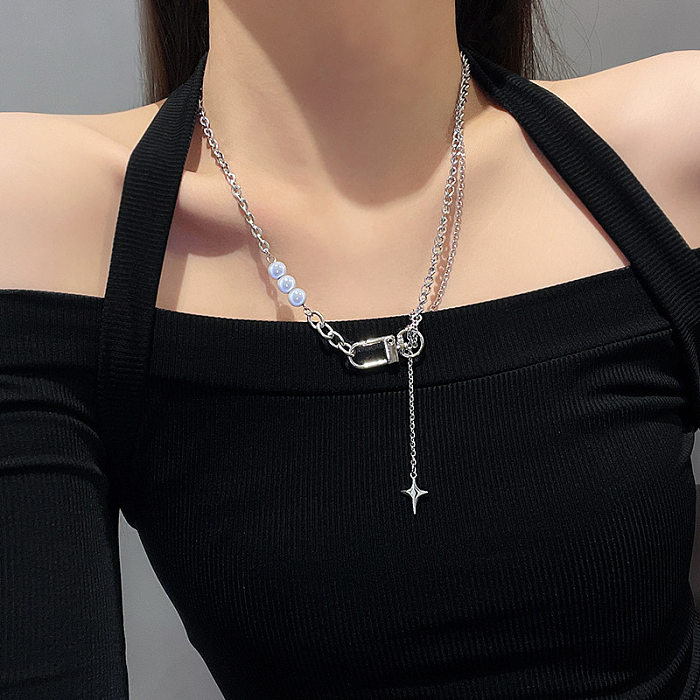Fashion Geometric Stainless Steel  Plating Inlay Zircon Necklace 1 Piece