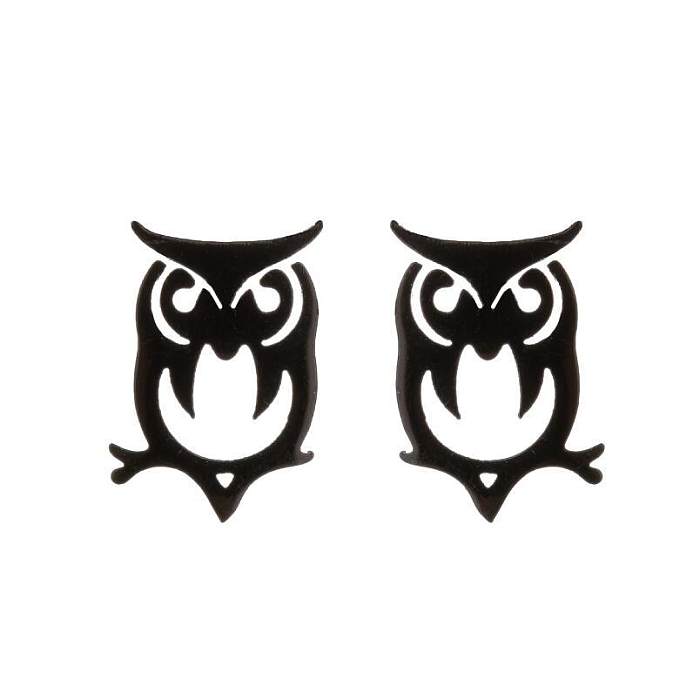 1 Pair Fashion Animal Owl Stainless Steel  Plating Ear Studs