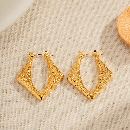 1 Pair French Style U Shape Square Plating Stainless Steel  18K Gold Plated Earrings