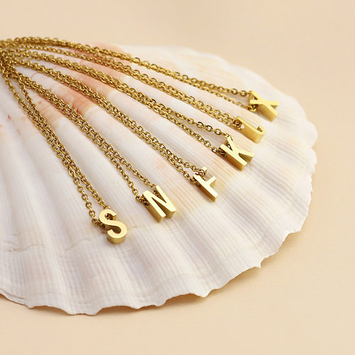 Collier pendentif en acier inoxydable avec lettres de mode, colliers en acier inoxydable