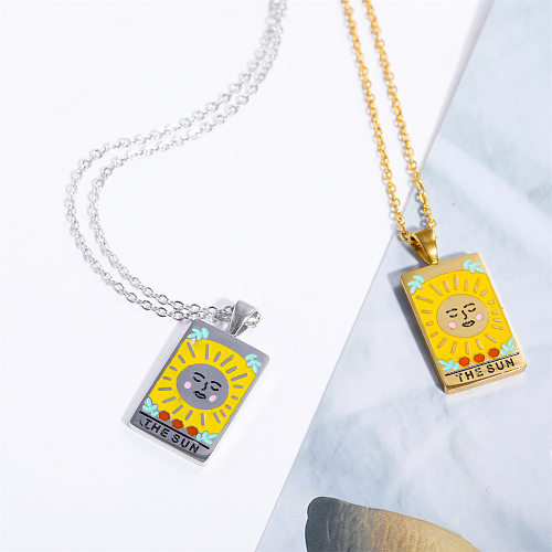 Casual Simple Style Square Stainless Steel Plating 18K Gold Plated Pendant Necklace