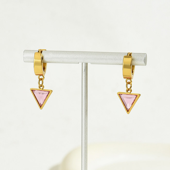 1 Pair Casual Ethnic Style Simple Style Triangle Heart Shape Eye Plating Stainless Steel  Plastic 18K Gold Plated Drop Earrings