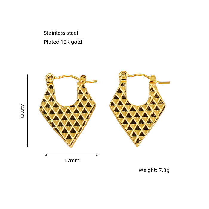 1 par de aretes elegantes chapados en oro de acero inoxidable con revestimiento de color sólido
