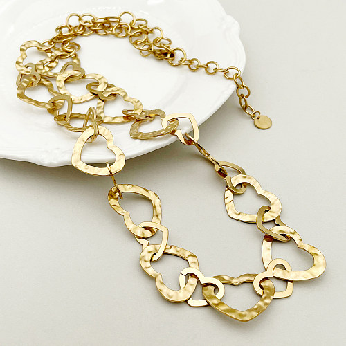 Einfache Streetwear-Halskette in Herzform mit Edelstahlbeschichtung und vergoldet