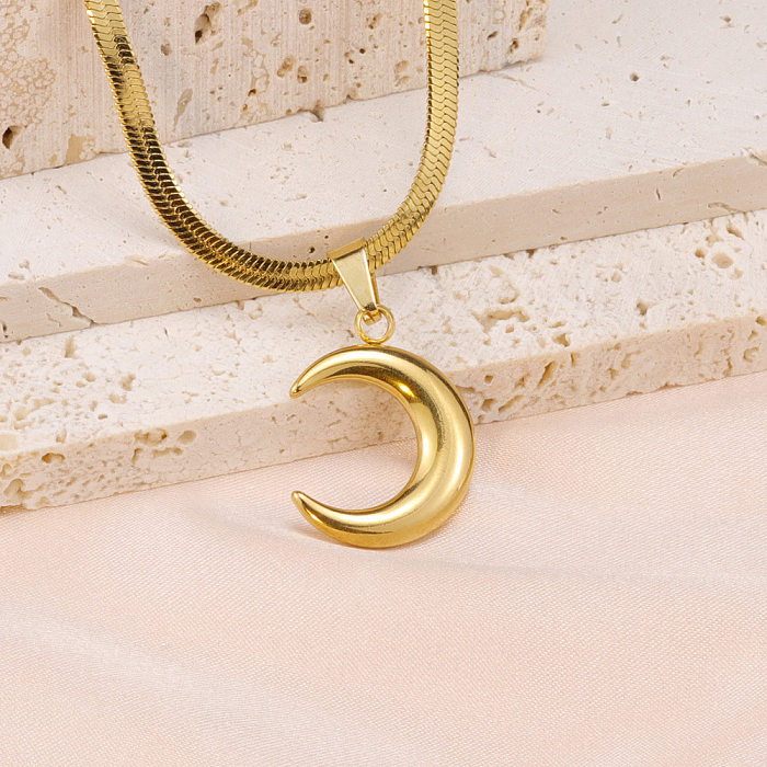Simple Style Moon Stainless Steel  Stainless Steel Pendant Necklace 1 Piece