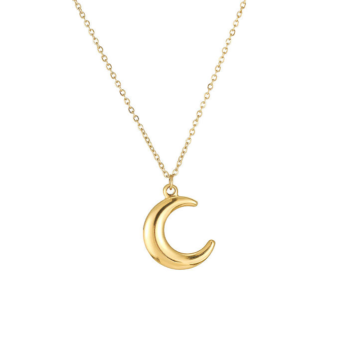 Elegant Lady Moon Stainless Steel  Stainless Steel Plating Pendant Necklace