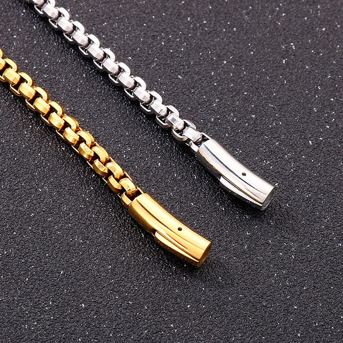 Einfache Art und Weise Edelstahl-Quadrat-Perlen-Schnalle-Halskette Großhandel