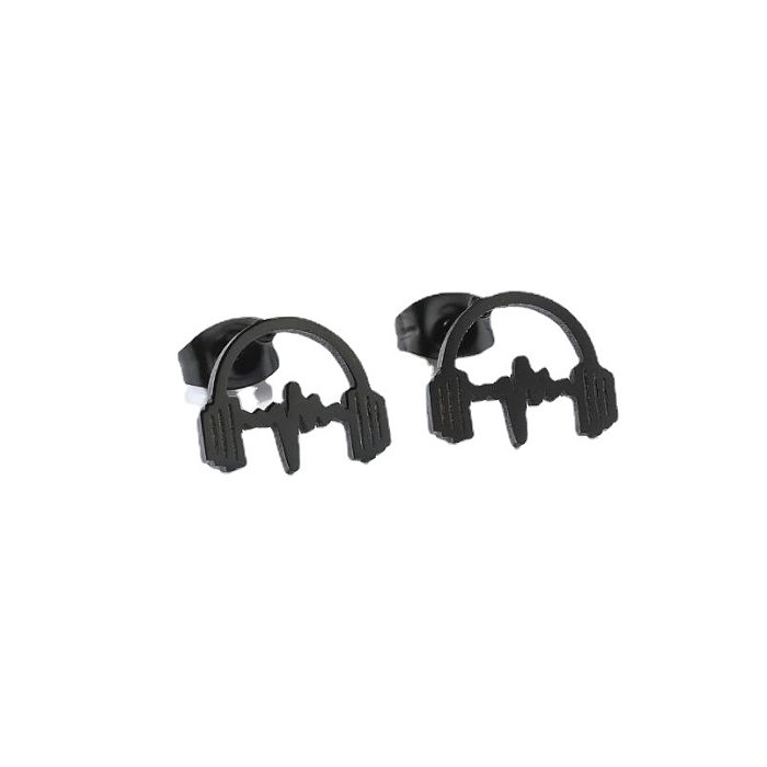 Simple Style Headset Stainless Steel Ear Studs Plating No Inlaid Stainless Steel  Earrings