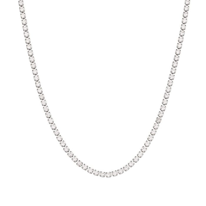 Einfache geometrische Edelstahl-Halskette mit Zirkon-Edelstahl-Halskette