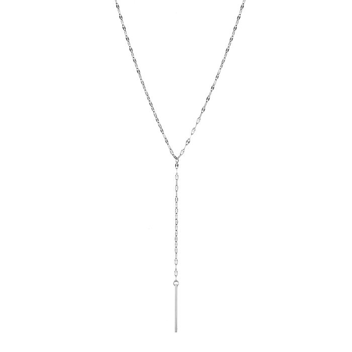 Geometrische Y-förmige Halskette mit langem Anhänger aus Edelstahl für Damen