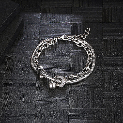 Wholesale Hip-Hop Solid Color Titanium Steel Polishing Chain Inlay Zircon Bracelets