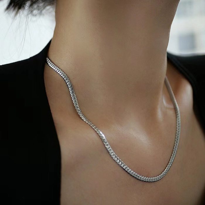 Punk Solid Color Twist Stainless Steel Plating Long Necklace
