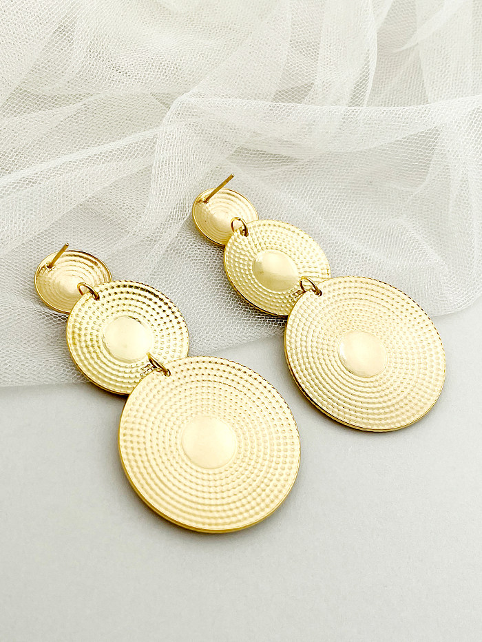 1 Pair Exaggerated Round Stainless Steel  Plating 14K Gold Plated Drop Earrings