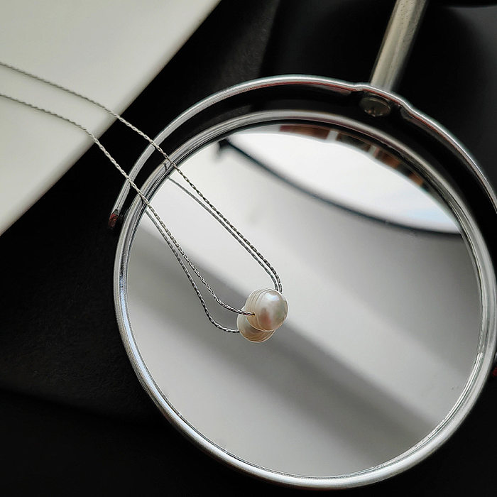 Colliers élégants de perles géométriques en acier inoxydable