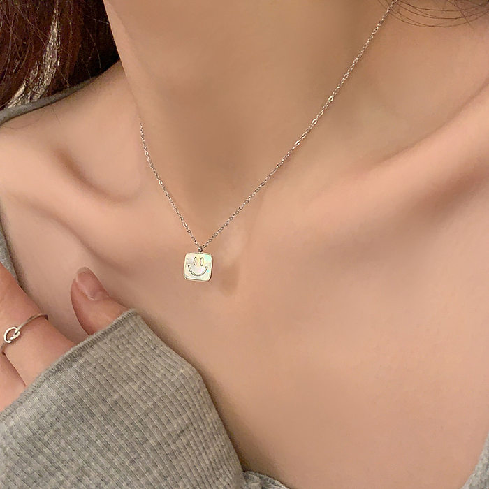 Fashion Four Leaf Clover Heart Shape Stainless Steel Plating Artificial Pearls Zircon Pendant Necklace 1 Piece