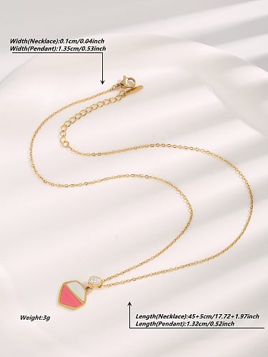 Lady Simple Style Geometric Stainless Steel Plating Inlay Zircon Gold Plated Pendant Necklace