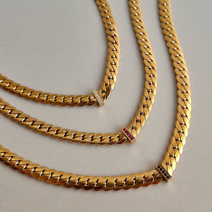 Wholesale Retro Solid Color Stainless Steel 18K Gold Plated Necklace