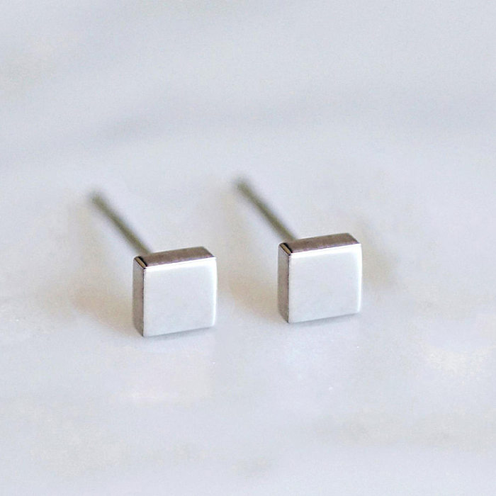 Simple Stainless Steel  Small Earrings Fashion Square Earrings Mini Earrings Wholesale jewelry