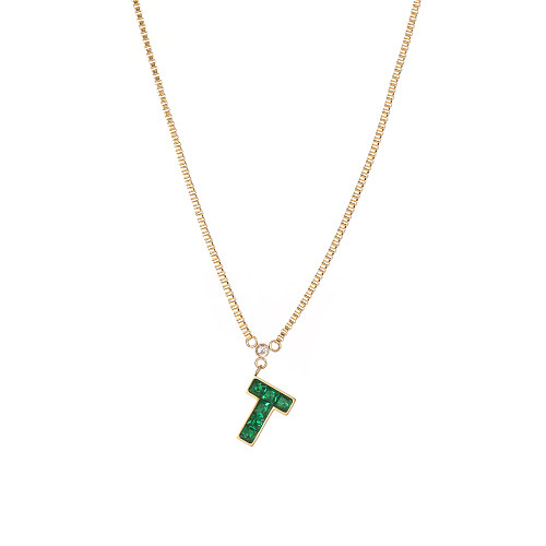 Casual Simple Style Letter Lightning Stainless Steel  Plating Inlay Zircon Gold Plated Pendant Necklace