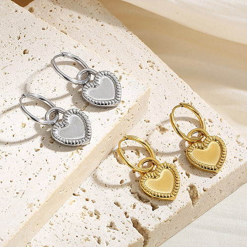 1 Pair Modern Style Streetwear Heart Shape Epoxy Plating Stainless Steel  18K Gold Plated Drop Earrings