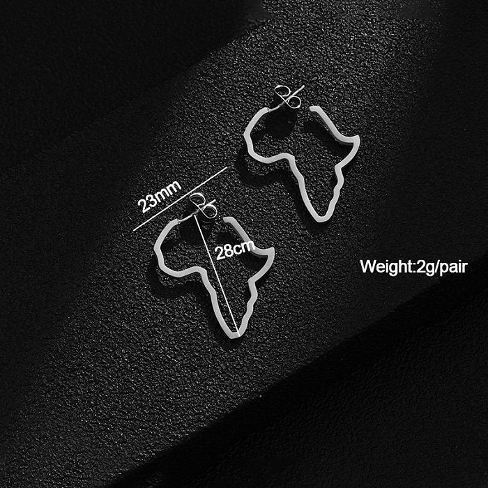 1 Pair Streetwear Map Stainless Steel  Earrings