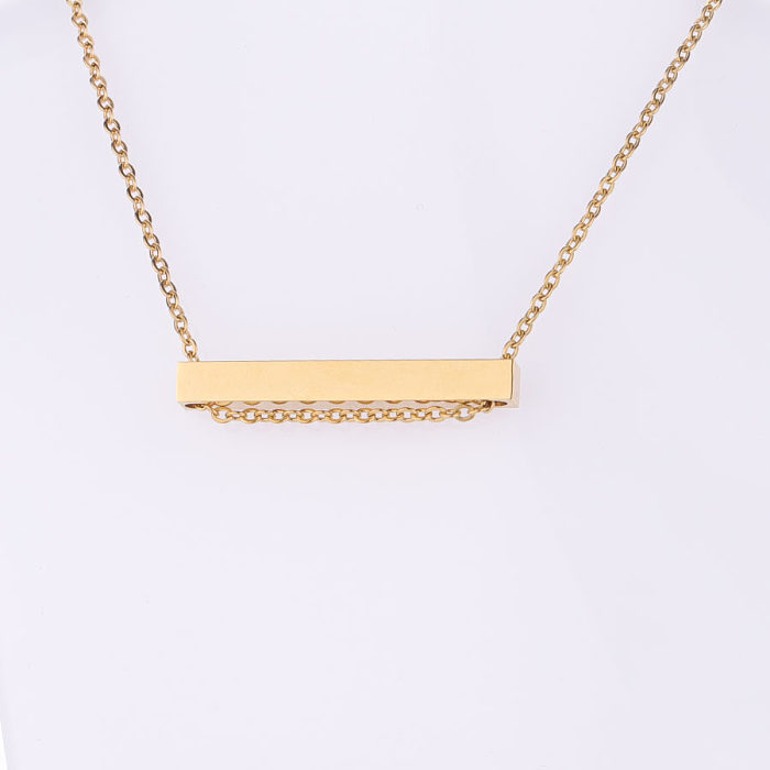 Simple Style Rectangle Stainless Steel  Pendant Necklace In Bulk