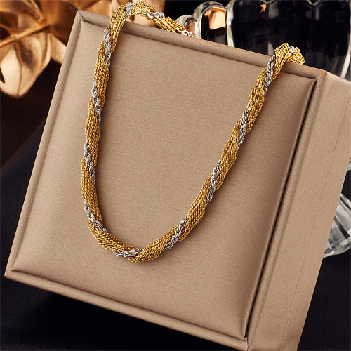 Punk Color Block Stainless Steel Plating Chain 18K Gold Plated Necklace