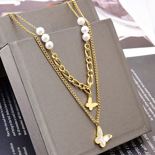 Simple Style Butterfly Stainless Steel Chain Necklace 1 Piece